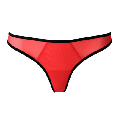 Red Mesh Thong With Black Trimming Flash You And Me Lingerie