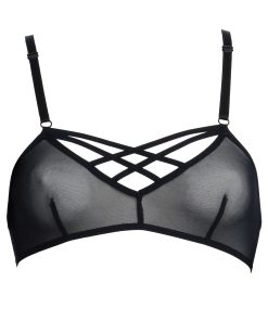 Black Mesh Double Cross Bralette