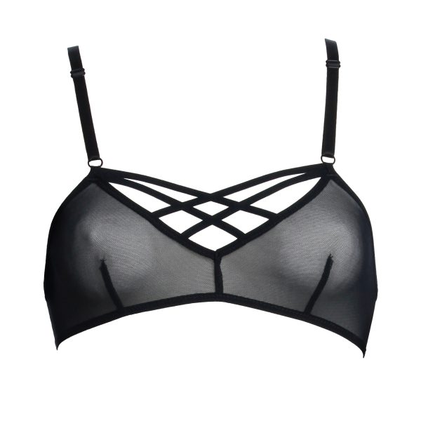 Black Mesh Double Cross Bralette