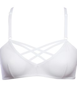 white mesh double cross bralette