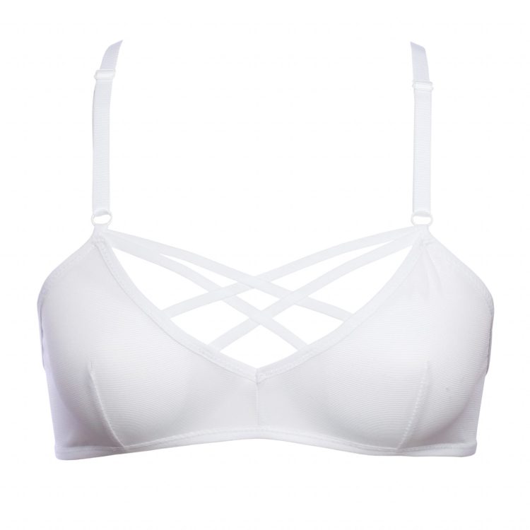 white mesh double cross bralette