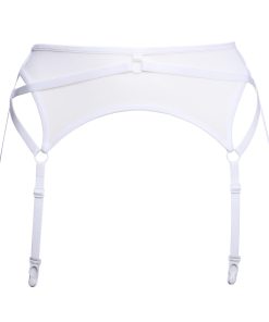 White Mesh Six Strap Bondage Garter Belt