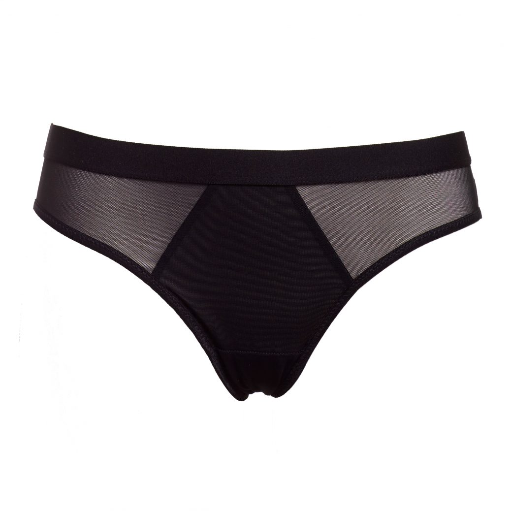 Black Mesh Panties With Wide Elastic Band - Flash You And Me Lingerie