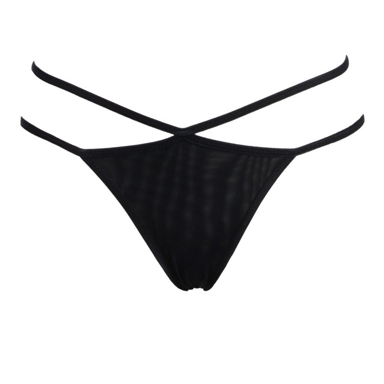 Black Mesh Diamond Shaped Panties With Straps