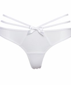 White Mesh Low Cut Panties With Decorative Straps