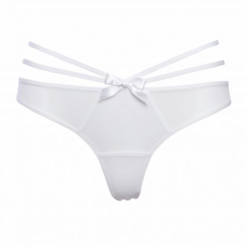 White Mesh Low Cut Panties With Decorative Straps