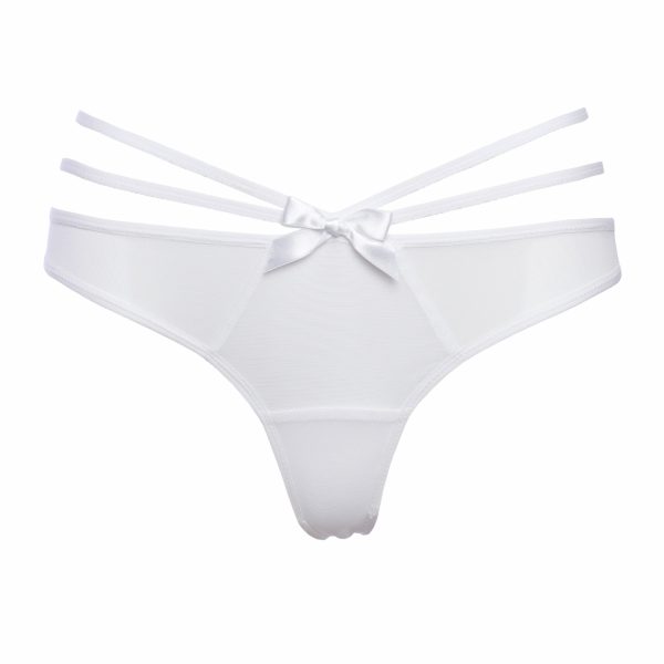 White Mesh Low Cut Panties With Decorative Straps