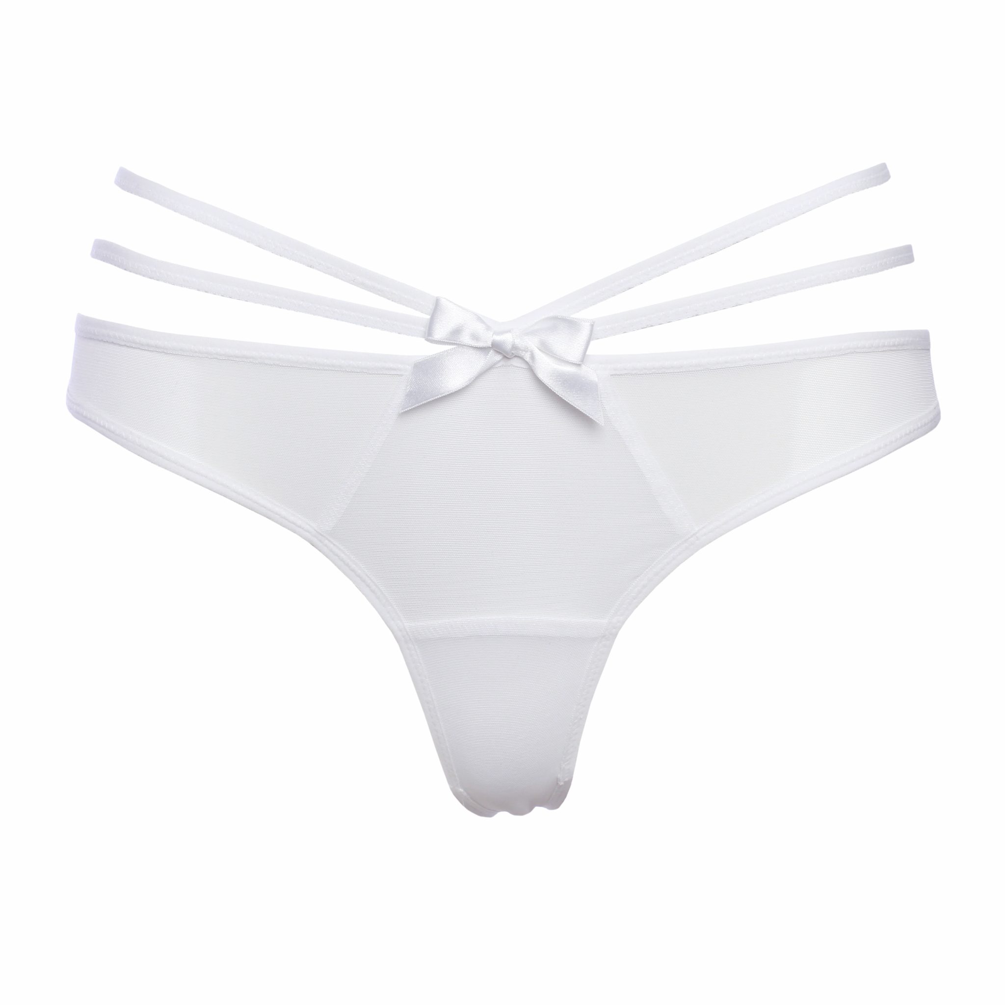 White Mesh Low Cut Panties With Decorative Straps by Flash you and me