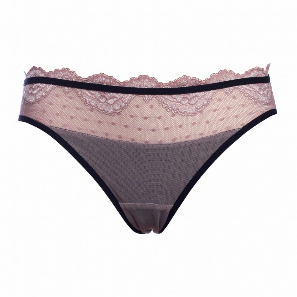Limited Edition Grey Polka Dot Mesh Low Cut Panties With Lace - Flash