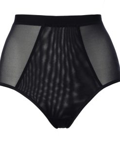 Black Mesh High Waist Panties With Layering In The Front