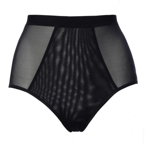 Black Mesh High Waist Panties With Layering In The Front