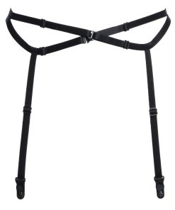 Bondage Garter Belt in Black With Black Sliders