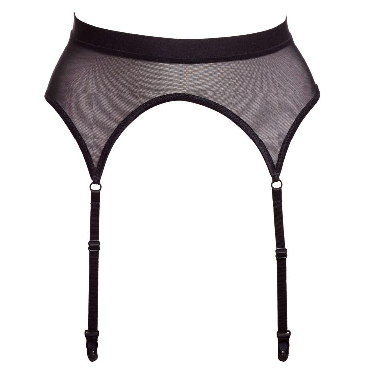 Black Mesh Four Strap Garter Belt