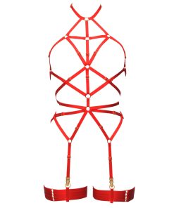 Magdalena Bondage Playsuit in Red