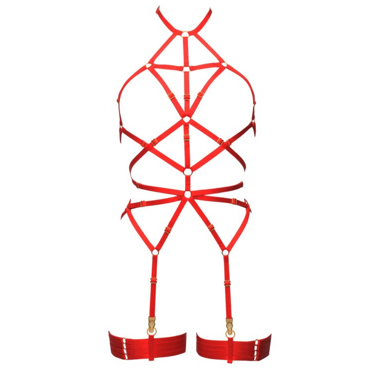 Magdalena Bondage Playsuit in Red