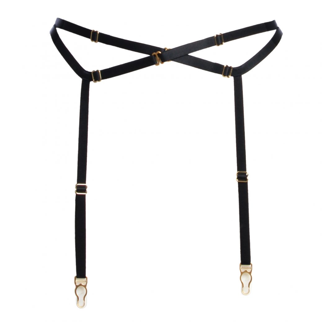 Bondage Garter Belt In Black With Gold Sliders By Flash You And Me