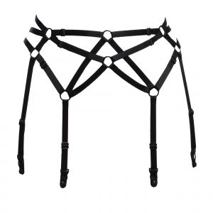 Six Strap Bondage Garter Belt in Black by flashyouandme.com