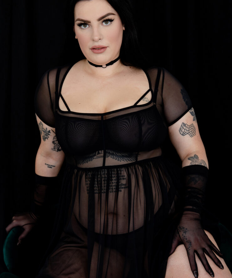 Black Mesh Babydoll Dress in XXL