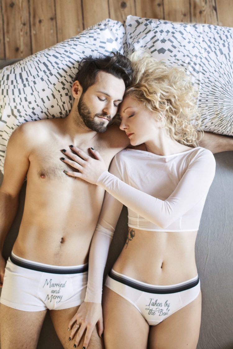 White "Married and Merry" Couples Underwear Set