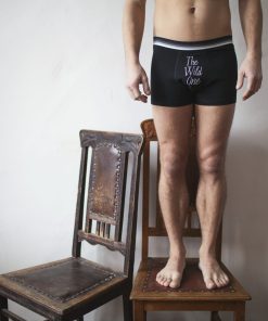 Black "The Wild One" Men's Cotton Boxer Briefs