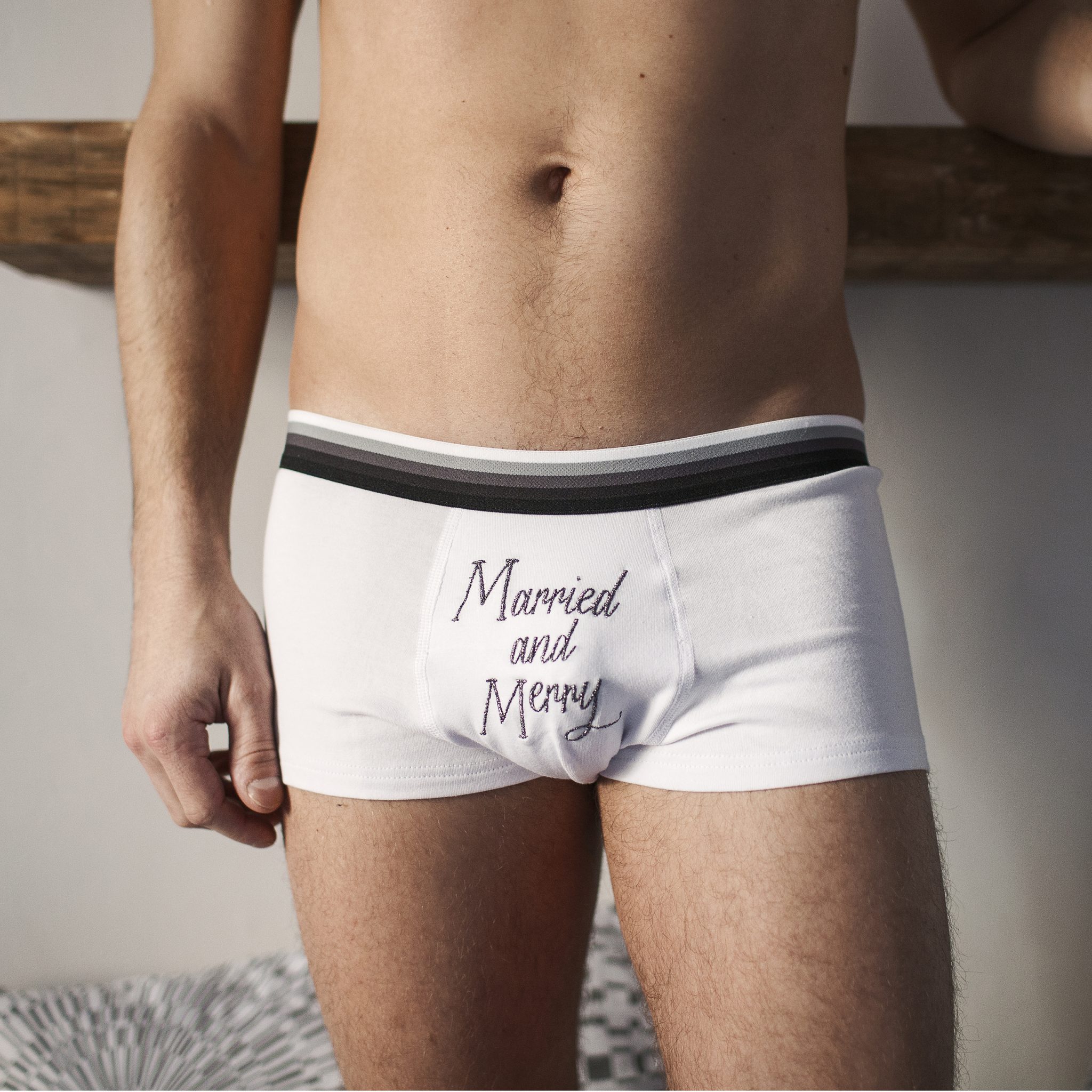 Personalised Boxer shorts UNDERWEAR Groom Wedding Cotton Anniversary EMBROIDERED 