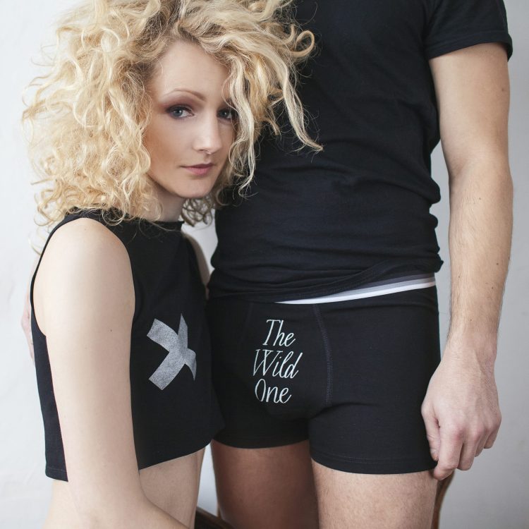 Couple photoshoot with flash you and me black comfy underwear