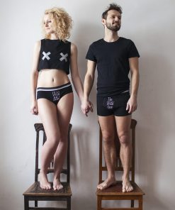 Couple photoshoot with flash you and me black comfy underwear