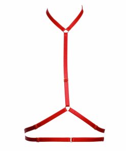 The Louise Harness in Red with Golden Sliders