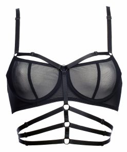 Black Mesh Bondage Underwire Bra