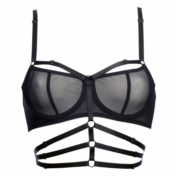 Black Mesh Bondage Underwire Bra