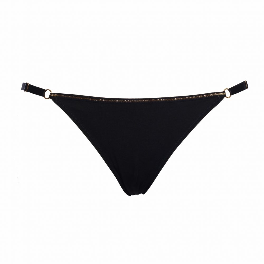 Black Jersey Triangle Panties With Golden Trimming and Sliders ...