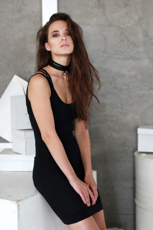 Black Slip Dress with accessories from flash