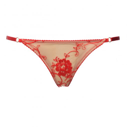 Red Triangle Panties with Adjustable Sides From French Lace
