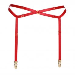 Red Bondage Garter Belt with Gold Sliders