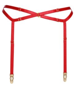 Red Bondage Garter Belt with Gold Sliders