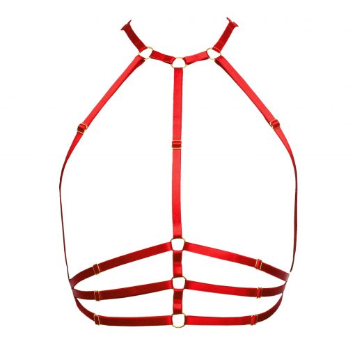 The Samantha Harness in Red with Gold