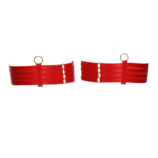 Four Strap Bondage Leg Garters in Red