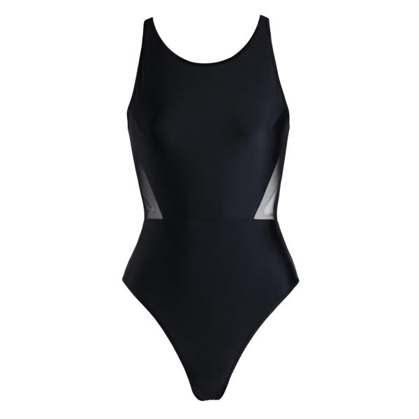 Black One-piece swimsuit with open back