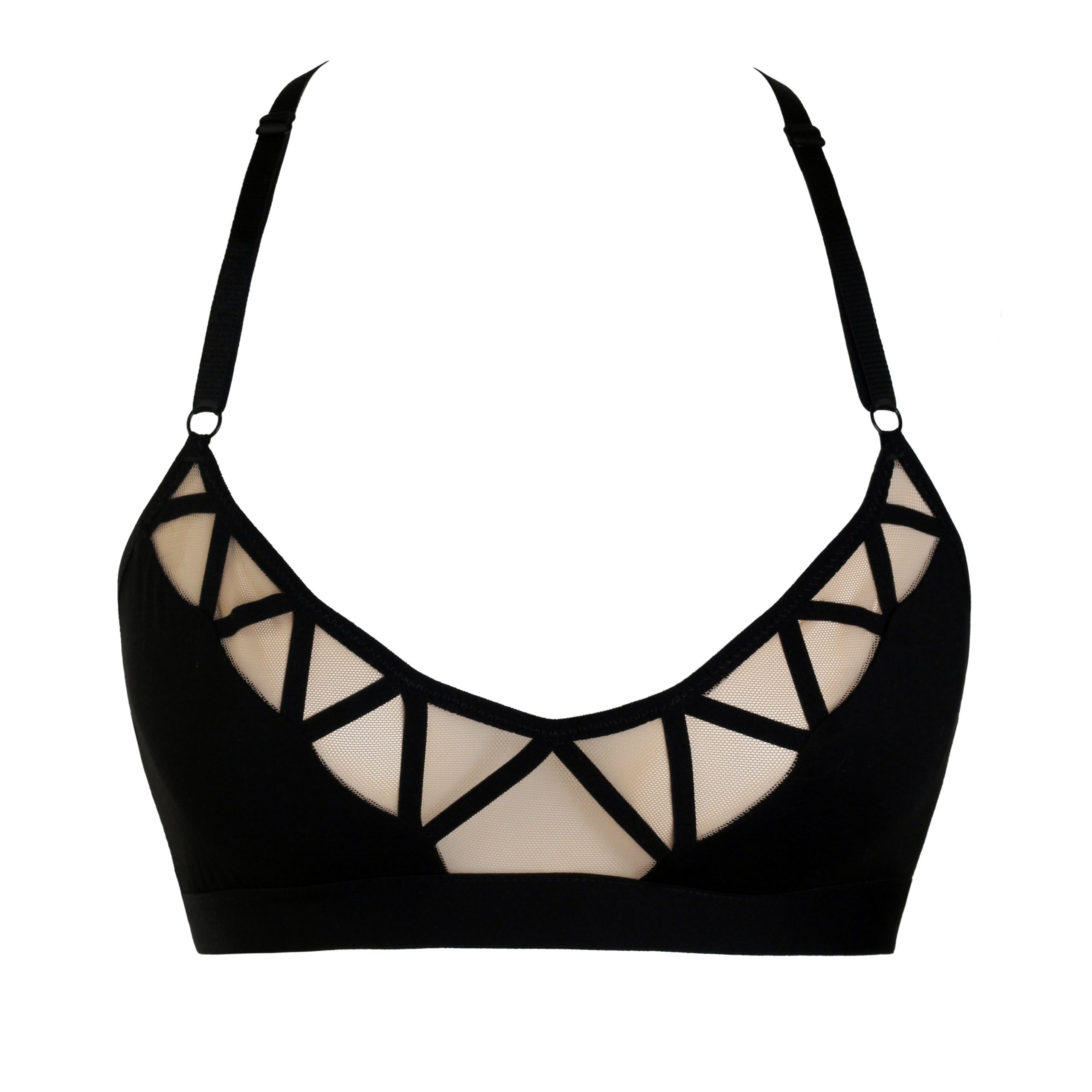 Censo nacional diamante Sin cabeza Black Jersey Bralette With Beige Mesh by Flash You and Me