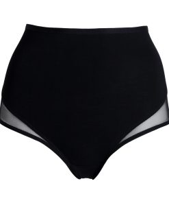 High Waist Black Jersey Panties with Sheer Back