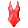 Red Mesh Bodysuit With Layering