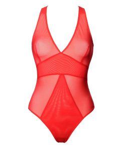 Red Mesh Bodysuit With Layering