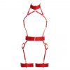 ALIVIA Bondage Playsuit in Red with Gold