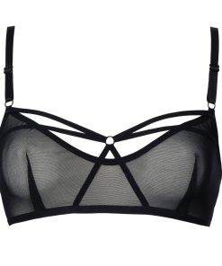 Black Mesh Bralette With Decorative Straps