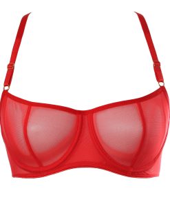 Red Mesh Basic Underwire Bra