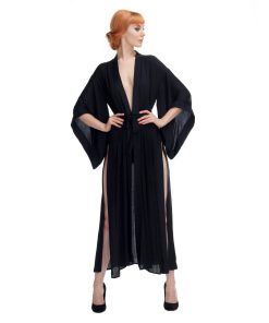 Black Kimono With Splits and Cut-out in the Back