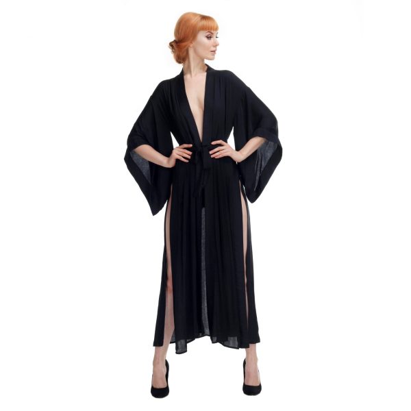 Black Kimono With Splits and Cut-out in the Back