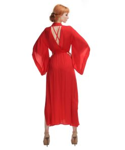 Red Kimono With Splits and Cut-out in the Back