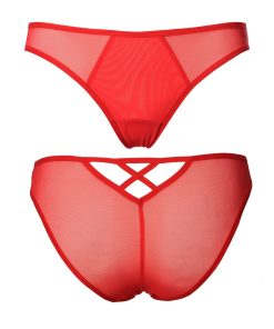 Red Mesh Panties With X In The Back