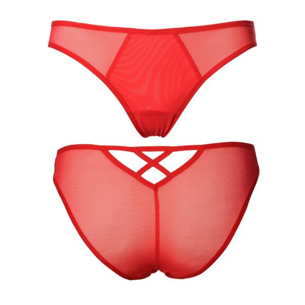 Red Mesh Panties With X In The Back